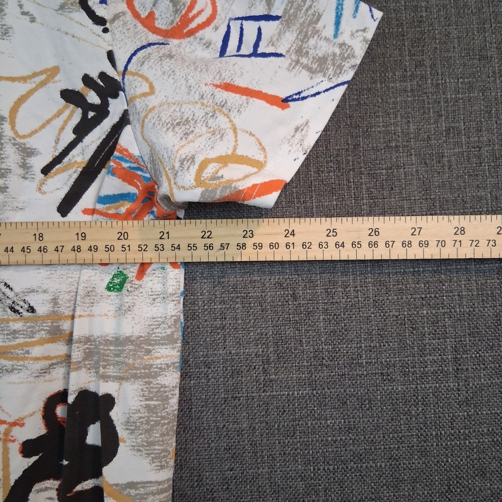 YININF Mens XL White Abstract Graffiti Print Short Sleeve Curved Hem T-Shirt - Picture 5 of 6